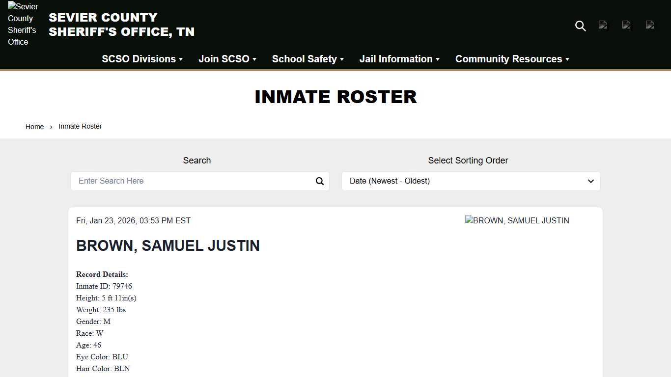 Inmate Roster Sevier County Sheriff’s Office